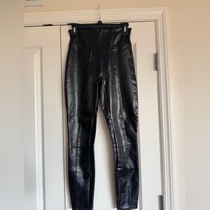 SPANX Black Faux Leather Leggings size small, one owner